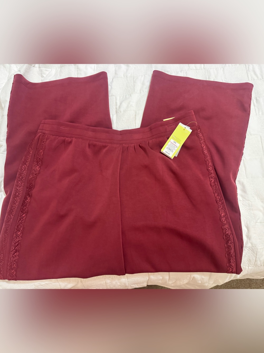 Burgundy Lace-Trim All in Motion Airy Sleek Pants NWT XXL